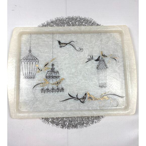 Mid Century Princess Plastics Fiberglass Serving TV Tray Bird Cage Design - Picture 1 of 10